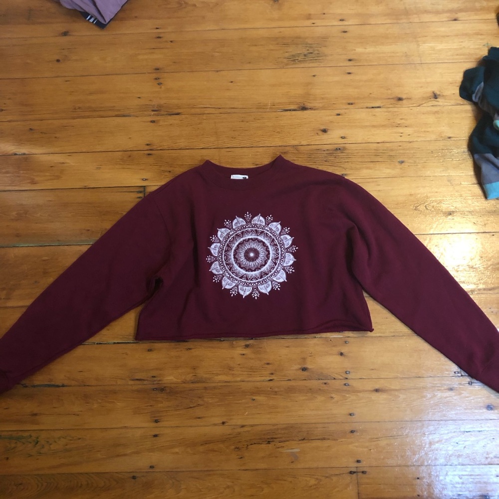 LA Hearts Maroon Cropped Sweatshirt